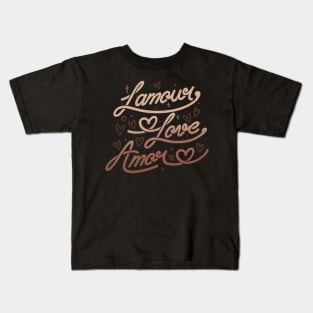 L amour, Love, Amor Dark by Tobe Fonseca Kids T-Shirt